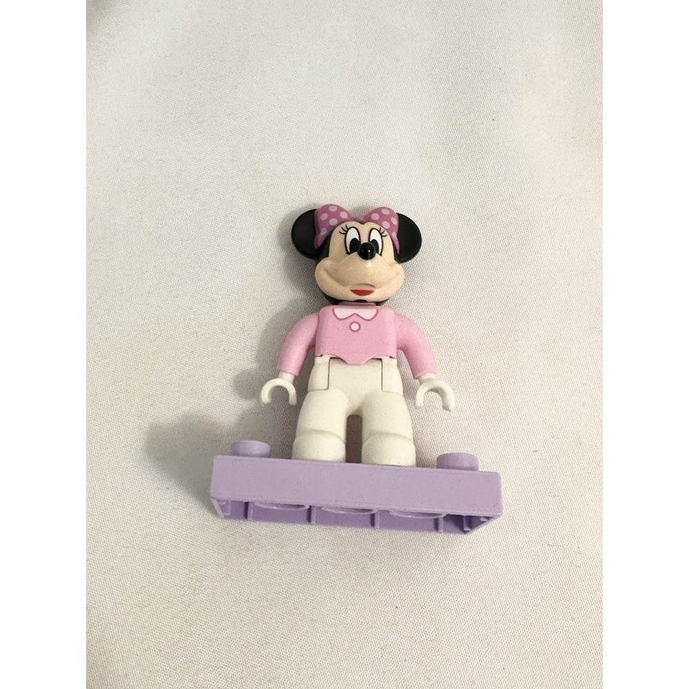 LEGO Duplo Minnie Mouse Figure Pink Sweater White Pants + Lavender Brick Loose
